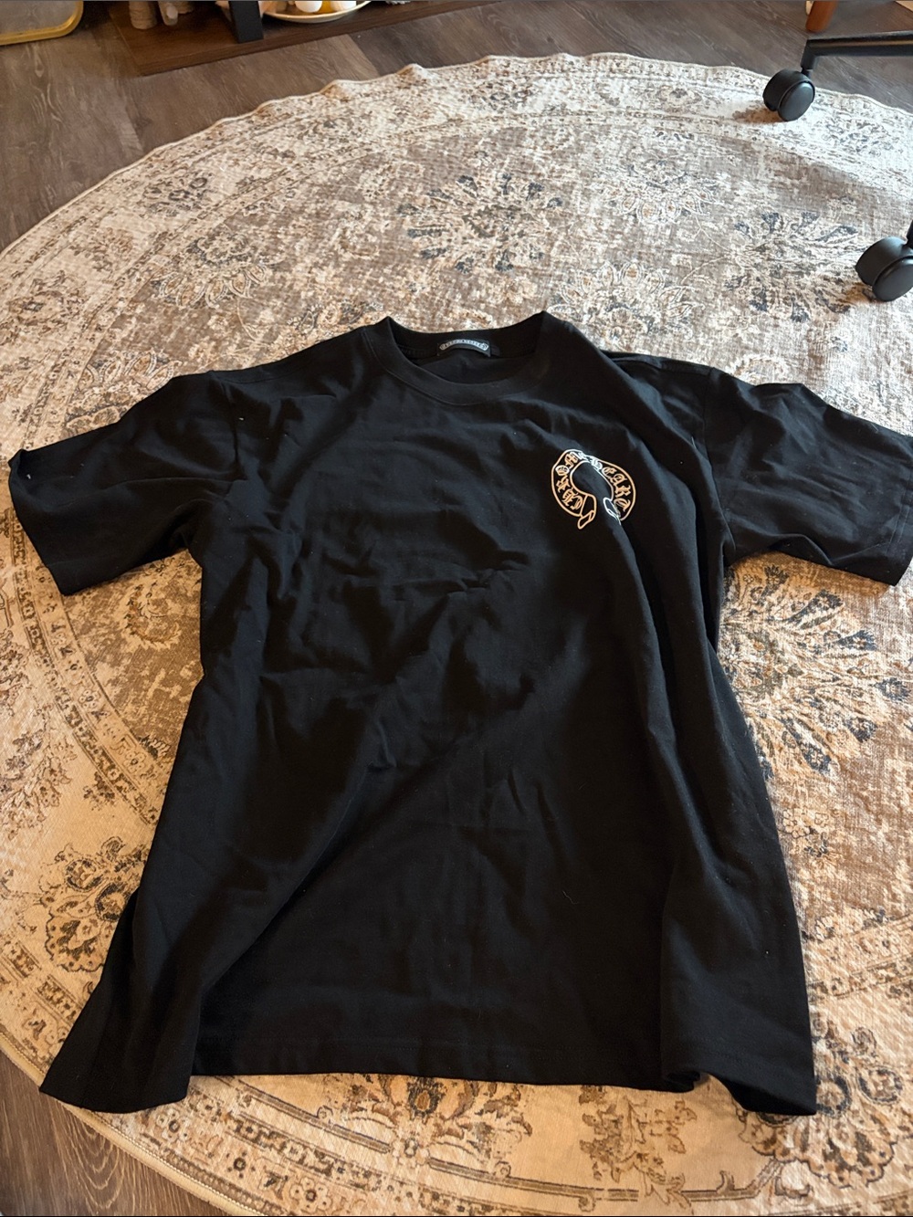 Men's Chrome hearts Black Graphic Crewneck T-Shirt